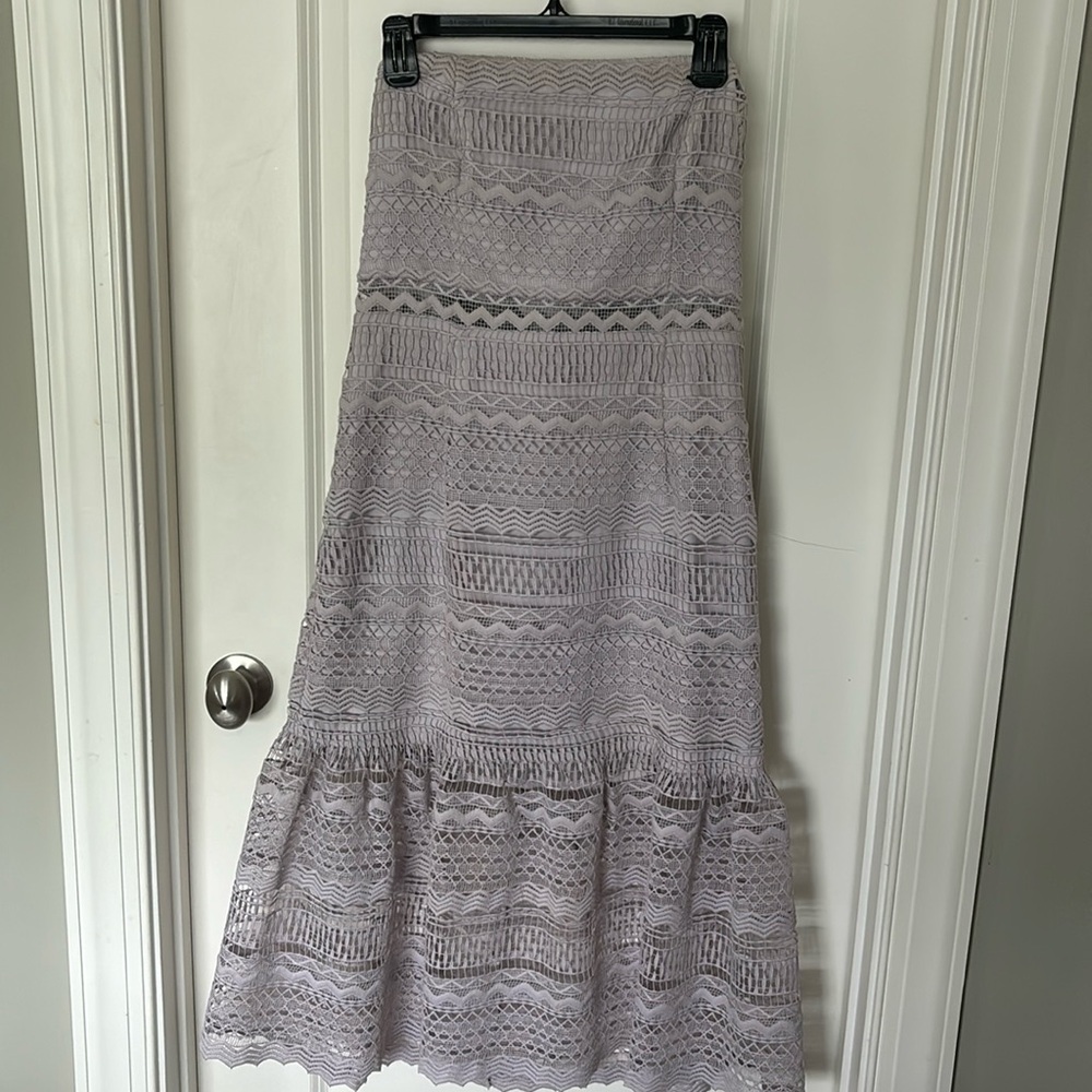 Ladies midi strapless lace lavender dress sz 10/L